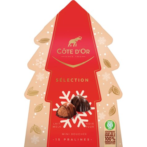 Côte d'or Selection kerstboom chocolade, doos van 130 g