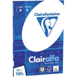 Clairefontaine Clairalfa papier de présentation A4, 160 g, paquet de 50 feuilles