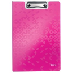 Leitz WOW plaque à pince avec couverture, ft A4, rose