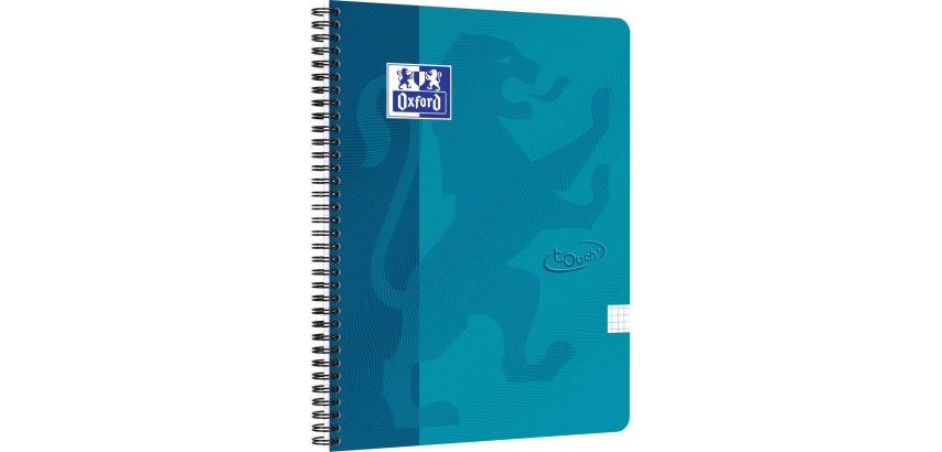 Oxford Touch Aqua Spiral Notebook 5mm Grid 70 Sheets Turquoise