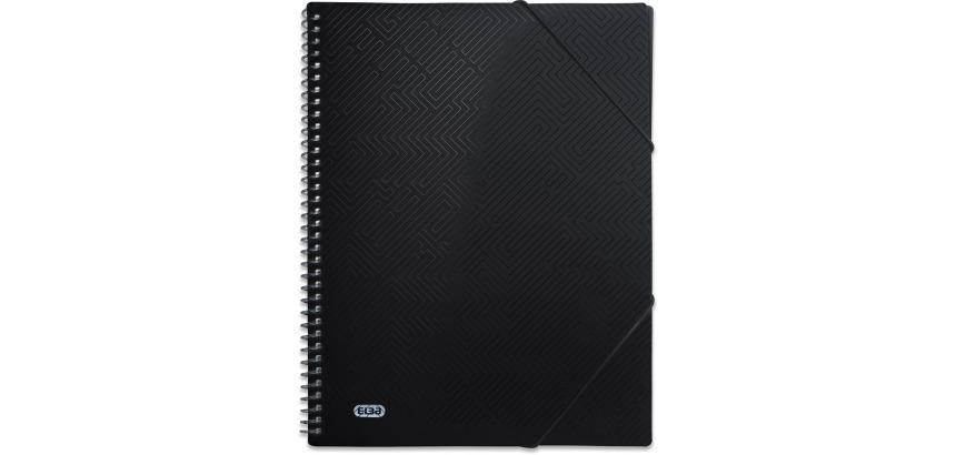 Elba Urban protège-documentv spiralé, pour ft A4, 40 pochettes, avec élastique, noir