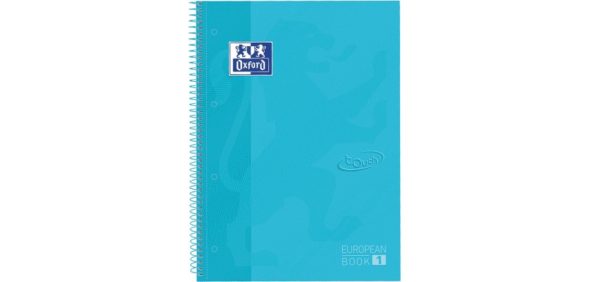 Oxford School Touch spiral block, size A4+, 160 pages, 5 mm grid, pastel blue
