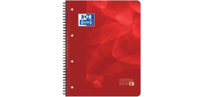 Projectboek Oxford School A4+ 4-gaats ruit 5mm 120vel rood