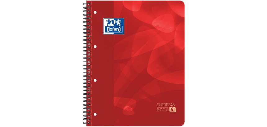 Oxford School Projektbuch A4+ 4-fach gelocht kariert 5mm 120 Blatt rot