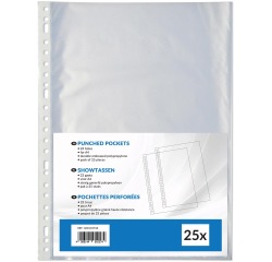 GB_Pochettes perforée ft A4, perforation 23 trous, en PP 80 g/m², paquet de 25 pièces