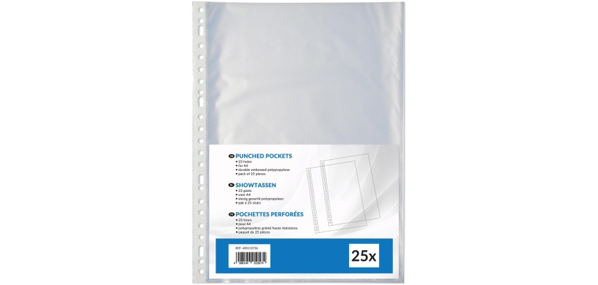 Pochettes perforée, ft A4, perforation 23 trous, paquet de 25 pièces