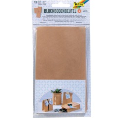 Folia papieren zak, 100 x 55 x 175 mm, pak van 15 stuks, kraft
