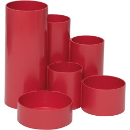 MAULtubo organisateur de bureau, 6 compartiments, Ø 15 x 12,5 cm, 85 % en PS recyclée, rouge