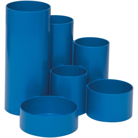 MAULtubo organisateur de bureau, 6 compartiments, Ø 15 x 12,5 cm, 85 % en PS recyclée, bleu