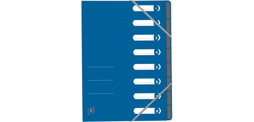 Elba Oxford Top File+ sorter, 8 compartments, with elastic bands, blue