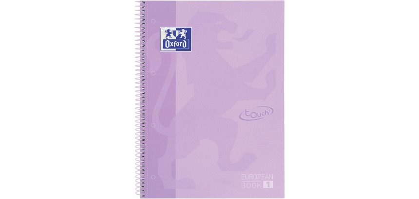 Oxford School Touch Europeanbook spiraalblok, ft A4+, 160 bladzijden, geruit 5 mm, pastel paars