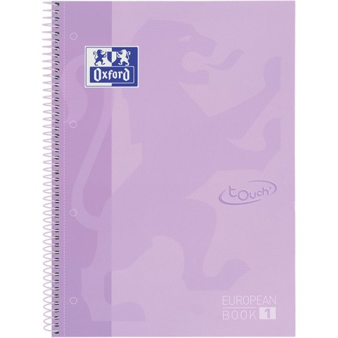 Oxford School Touch bloc spirale, ft A4+, 160 pages, quadrillé 5 mm, violet pastel