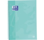 Oxford School Touch spiral-bound pad, A4+ size, 160 pages, 5 mm squared, pastel turquoise