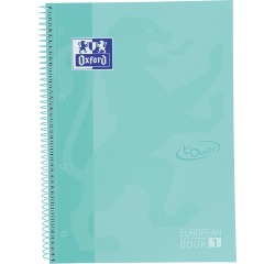 Oxford School Touch bloc spirale, ft A4+, 160 pages, quadrillé 5 mm, turquoise pastel