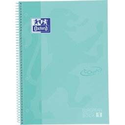 Oxford School Touch bloc spirale, ft A4+, 160 pages, quadrillé 5 mm, turquoise pastel