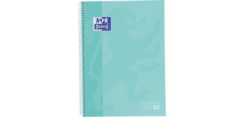 Oxford School Touch bloc spirale, ft A4+, 160 pages, quadrillé 5 mm, turquoise pastel