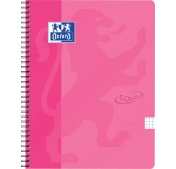 Oxford Touch Spiral Notebook A4, 5mm Grid, 70 Sheets, Pink