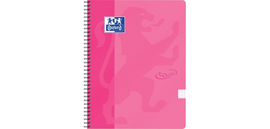 Oxford Touch Spiral Notebook A4, 5mm Grid, 70 Sheets, Pink