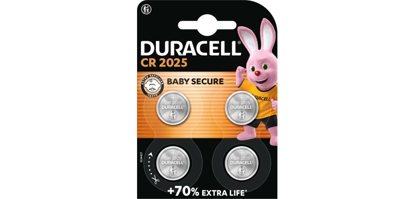 Duracell Specialty Electronics Button Batteries CR2025, blister pack of 4 pieces