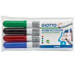 Giotto Robercolor whiteboardmarker, medium, ronde punt, etui met 4 stuks in geassorteerde kleuren