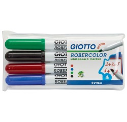 Giotto Robercolor whiteboardmarker, medium, ronde punt, etui met 4 stuks in geassorteerde kleuren