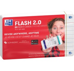 Oxford Flash 2.0 fiche starterkit, ligné, A7, blanc, paquet de 80 feuilles