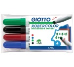 Giotto Robercolor whiteboardmarker maxi, schuine punt, etui met 4 stuks in geassorteerde kleuren