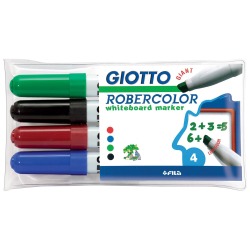 Giotto Robercolor whiteboardmarker maxi, schuine punt, etui met 4 stuks in geassorteerde kleuren