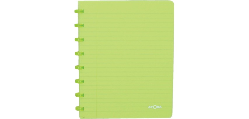 Atoma Trendy notebook, A5 size, 144 pages, 5 mm squared, transparent green