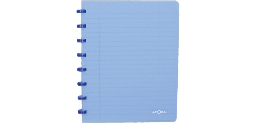 Atoma Trendy notebook, A5 size, 144 pages, 5 mm squared, transparent blue