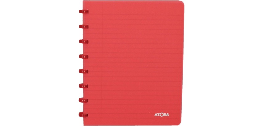 Atoma Trendy notebook, A5 size, 144 pages, 5 mm grid, transparent red