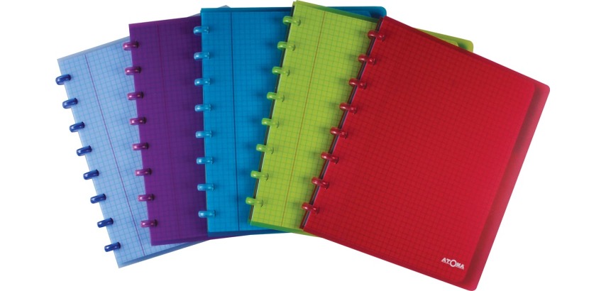 Atoma Trendy cahier, ft A5+, 120 pages, quadrillé 5 mm, met 6 tabbladen, in couleurs assorties