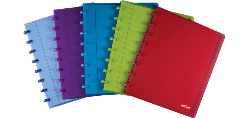 Atoma Trendy schrift, ft A5+, 120 bladzijden, geruit 5 mm, met 6 tabbladen, in geassorteerde kleuren