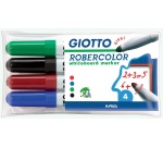 Giotto Robercolor whiteboardmarker maxi, ronde punt, etui met 4 stuks in geassorteerde kleuren