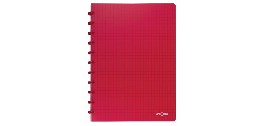Atoma Trendy cahier, ft A4, 144 pages, commercieel quadrillé, transparant rood