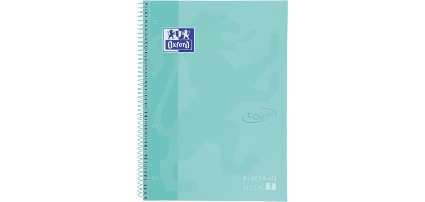 Cahier de notes Oxford Touch Europeanbook A4+ 4 perforations ligné 80fls pastel menthe