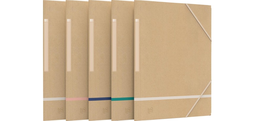 Oxford Touareg elastomap, uit karton, ft A4, naturel en geassorteerde kleuren, pak van 5 stuks