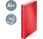 Classeur Leitz WOW A4 Maxi 2 anneaux méc-D 25mm rouge