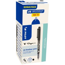 Pilot fineliner V-Sign Pen, doos van 16 + 4 stuks, zwart