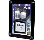 Securit glass poster holder, A4 size, black