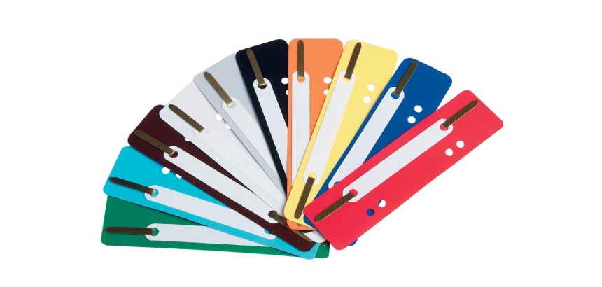 File fasteners, assorted colors, box of 250 pieces