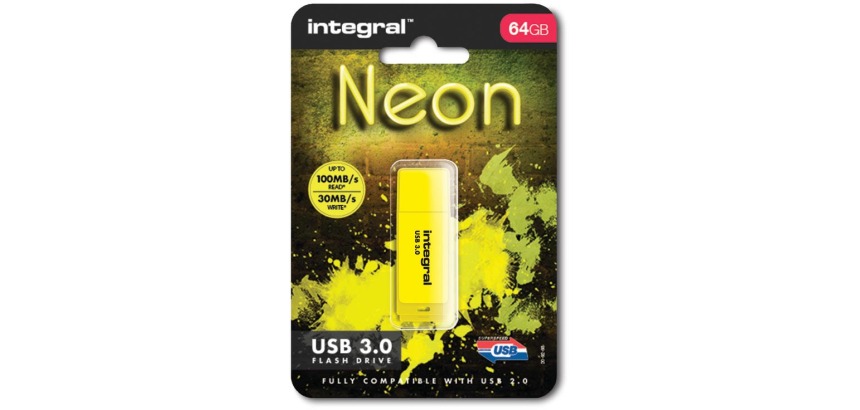 Clé USB 3.0 Integral Neon USB-A 64Go jaune