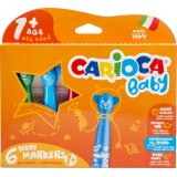 Carioca feutre Baby Teddy, boîte de 6 pièces en couleurs assorties