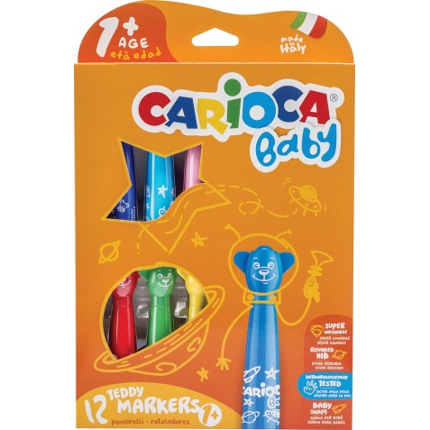 Carioca feutre Baby Teddy, boîte de 12 pièces en couleurs assorties