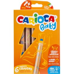 Carioca crayon de couleur Baby 3-en-1, couleurs assorties, 6 pièces en étui cartonné