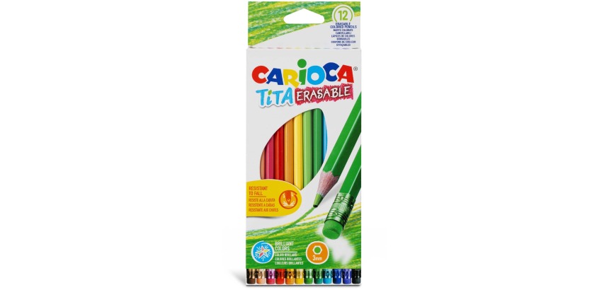 Carioca crayon de couleur à gomme Tita, 12 pièces en étui cartonné