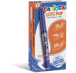 Carioca roller gel Oops Pop, medium, effaçable, boîte de 12 pièces, bleu