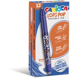 Carioca roller gel Oops Pop, medium, effaçable, boîte de 12 pièces, bleu