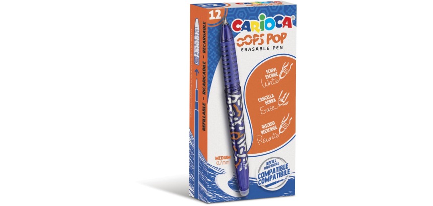 Carioca gelroller Oops Pop, medium, uitwisbaar, doos van 12 stuks, blauw
