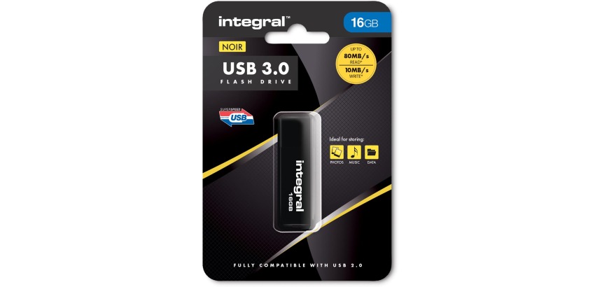 Integral clé USB 3.0, 16 Go, noir